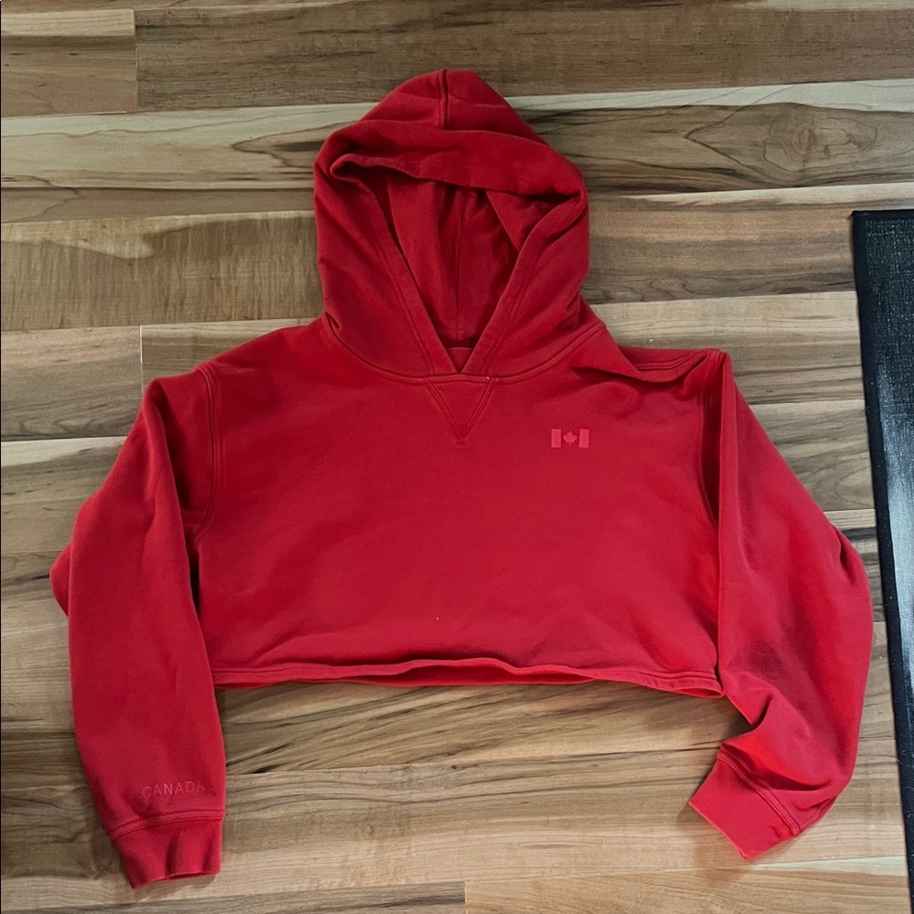 lululemon athletica Red Crop Top Hoodie